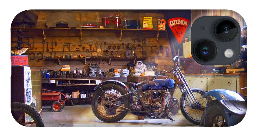 Motorcycle Shop iPhone 14 Case featuring the photograph Old Motorcycle Shop 2 by Mike McGlothlen