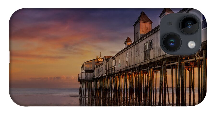 Old Orchard Beach iPhone 14 Case featuring the photograph Old Orchard Beach Pier Sunset by Susan Candelario