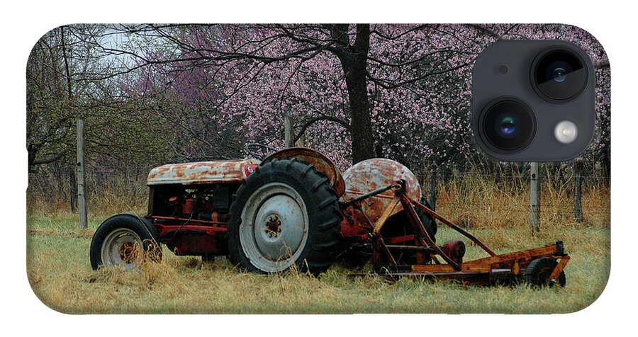 Tractor iPhone 14 Case featuring the photograph Old Tractor and Redbuds by Jill Westbrook