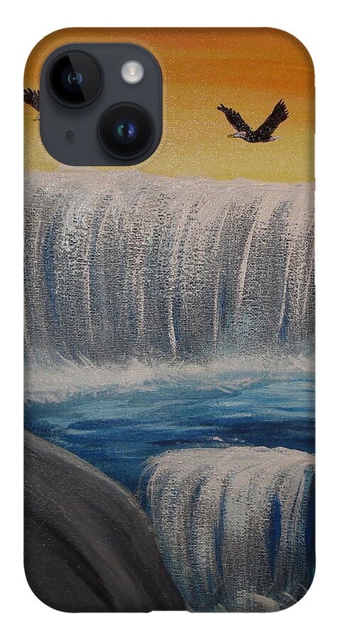 Eagles iPhone 14 Case featuring the painting On Eagles Wings by Angie Butler
