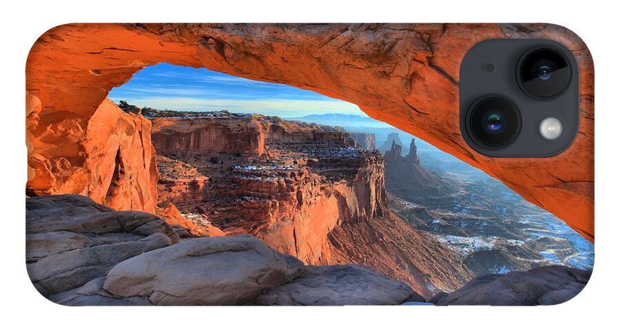 Mesa Arch Sunrise iPhone Case featuring the photograph Orange Pastel Glow by Adam Jewell