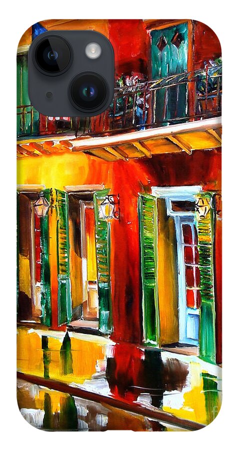 New Orleans iPhone 14 Case featuring the painting Outside Pat O'Brien's Bar by Diane Millsap