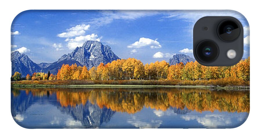 America iPhone 14 Case featuring the photograph Panorama Fall Morning at Oxbow Bend Grand Tetons National Park by Dave Welling