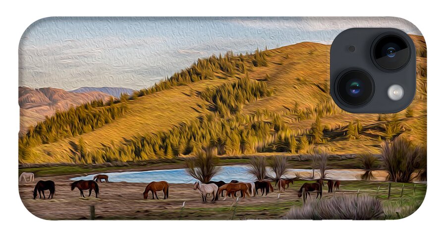 Patterson Mountain iPhone 14 Case featuring the painting Patterson Mountain Afternoon View by Omaste Witkowski