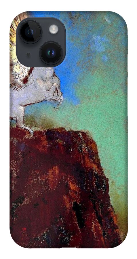 Pegasus iPhone 14 Case featuring the painting Pegasus by Odilon Redon