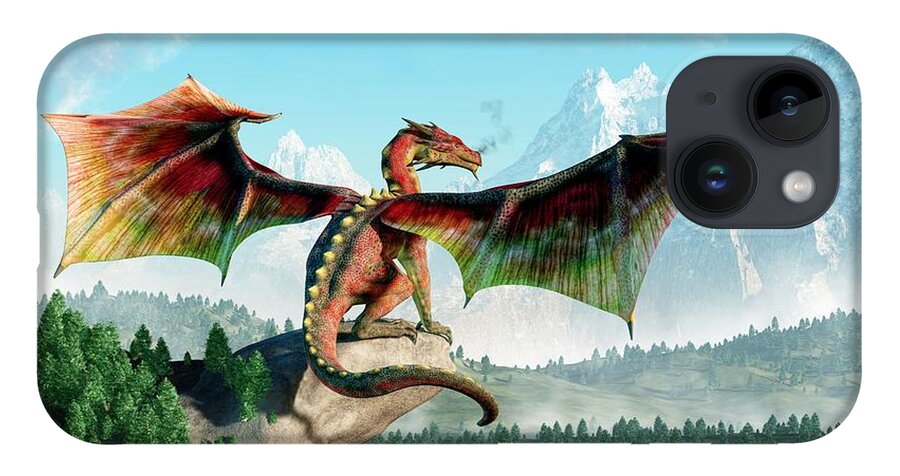 Perched Dragon iPhone 14 Case featuring the digital art Perched Dragon by Daniel Eskridge
