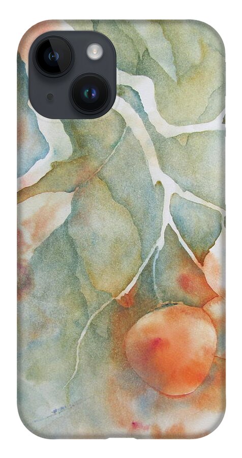 Persimmons iPhone 14 Case featuring the painting Persimmons and fog by Amanda Amend