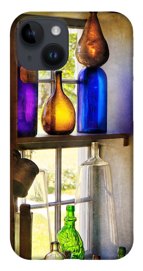 Hdr iPhone 14 Case featuring the photograph Pharmacy - Colorful glassware by Mike Savad