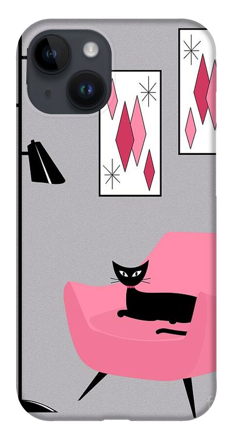 Pink iPhone Case featuring the digital art Pink 2 on Gray by Donna Mibus