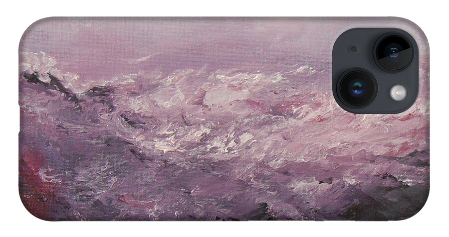 Abstract iPhone 14 Case featuring the painting Pink Emotions by Jane See