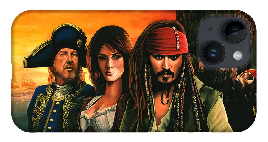 Pirates Of The Caribbean iPhone 14 Case featuring the painting Pirates of the Caribbean by Paul Meijering