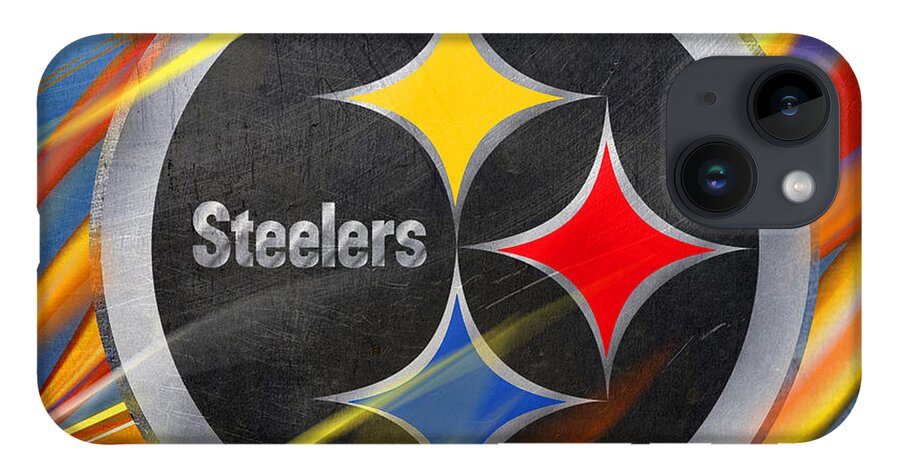 Pittsburgh iPhone 14 Case featuring the painting Pittsburgh Steelers Football by Tony Rubino