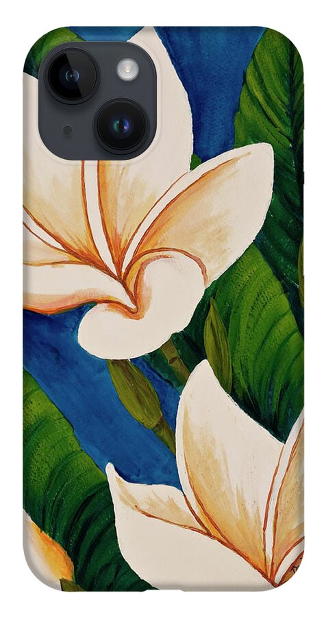 Tropical Flower iPhone 14 Case featuring the painting Plumeria by Darice Machel McGuire