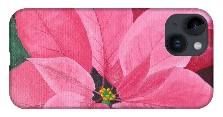 Poinsettia iPhone 14 Case featuring the painting Poinsettia by Sally Tiska Rice