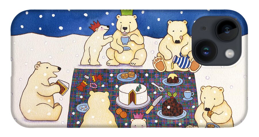 Christmas iPhone 14 Case featuring the painting Polar Bear Picnic by Cathy Baxter