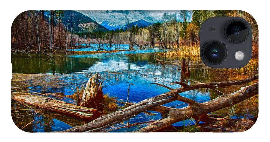 Pondering A Mountain iPhone 14 Case featuring the painting Pondering a Mountain by Omaste Witkowski