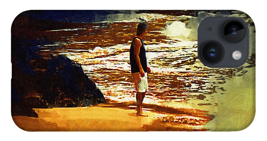 Beach iPhone Case featuring the painting Pondering The Surf by Kirt Tisdale