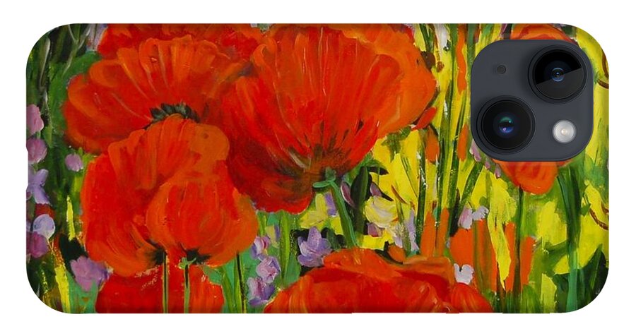 Ingrid Dohm iPhone 14 Case featuring the painting Poppies by Ingrid Dohm