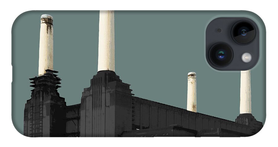 Battersea iPhone 14 Case featuring the mixed media Power - Blue GREY by Big Fat Arts