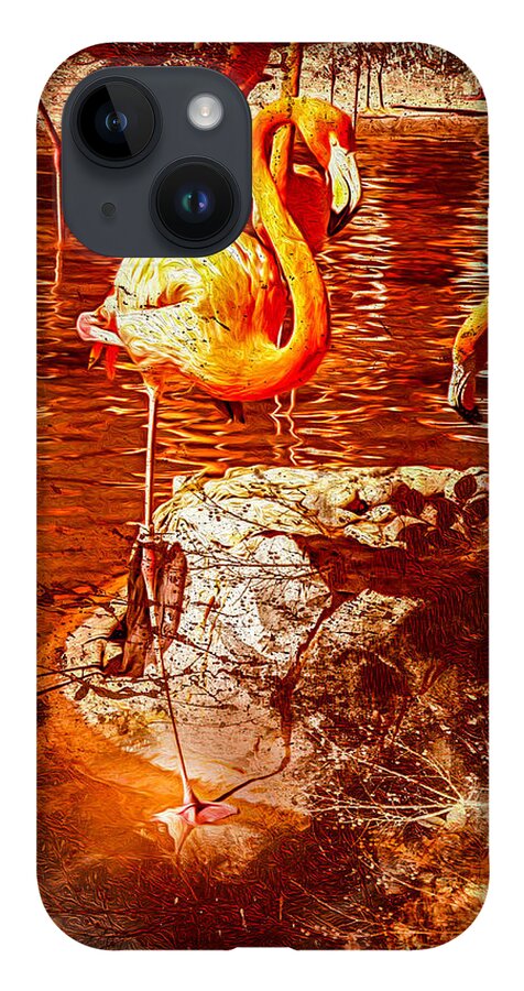 Bird iPhone 14 Case featuring the digital art Pretty Flamingo by Janice OConnor