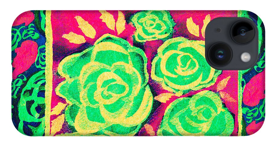 Psychedelic Roses iPhone Case featuring the mixed media Psychedelic Roses - Spring by Beverly Claire Kaiya