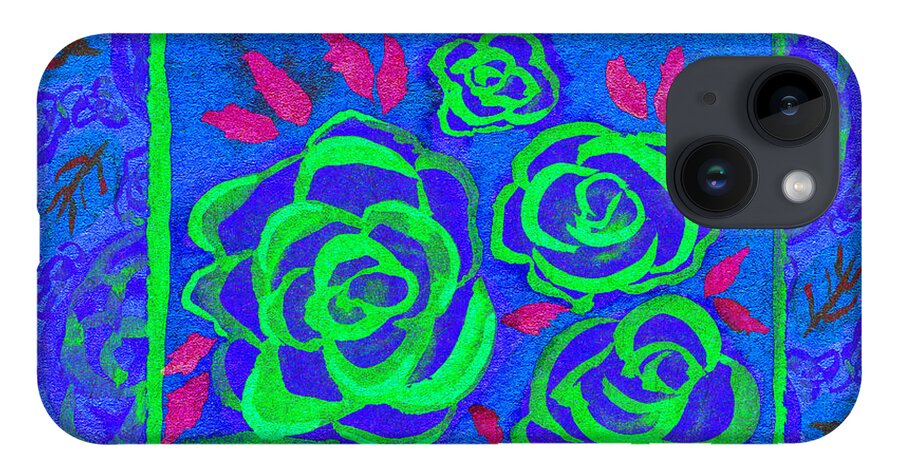 Psychedelic Roses iPhone Case featuring the mixed media Psychedelic Roses - Summer by Beverly Claire Kaiya