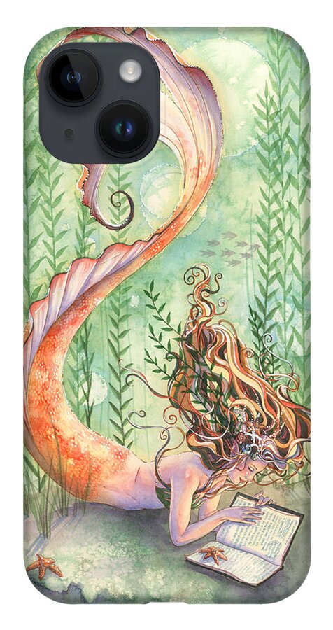 Mermaid iPhone 14 Case featuring the painting Quiet Time by Sara Burrier