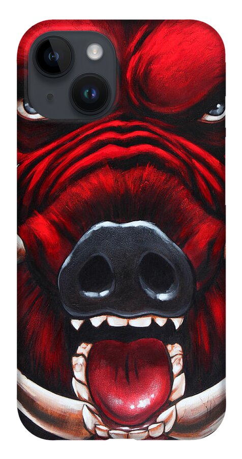 Hog iPhone 14 Case featuring the painting Raging Hog by Glenn Pollard