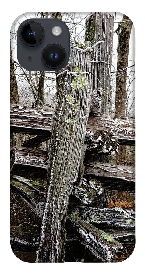 Landscape iPhone 14 Case featuring the photograph Rail Fence With Ice by Daniel Reed