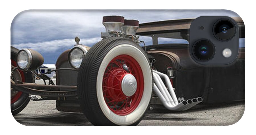 Transportation iPhone 14 Case featuring the photograph Rat Rod on Route 66 Panoramic by Mike McGlothlen