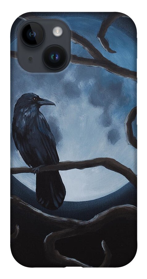Gothic iPhone 14 Case featuring the painting Raven Moon by Glenn Pollard