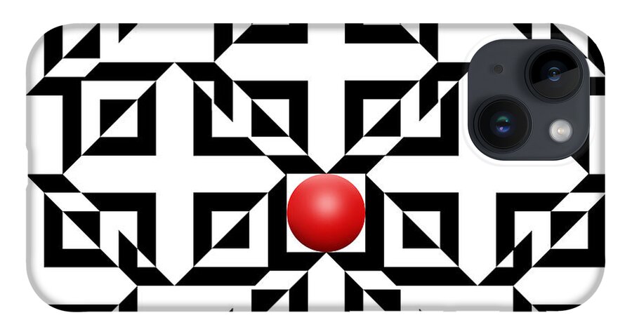 Abstract iPhone 14 Case featuring the digital art Red Ball 5a by Mike McGlothlen