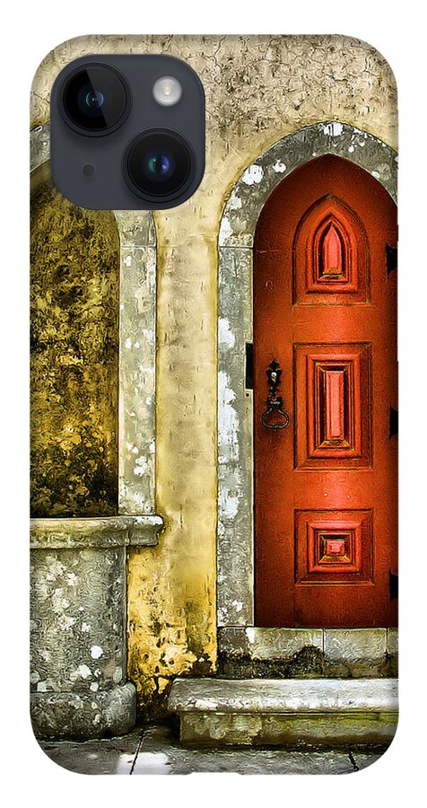 Medieval iPhone 14 Case featuring the photograph Red Door of the Medieval Castle of Sintra by David Letts