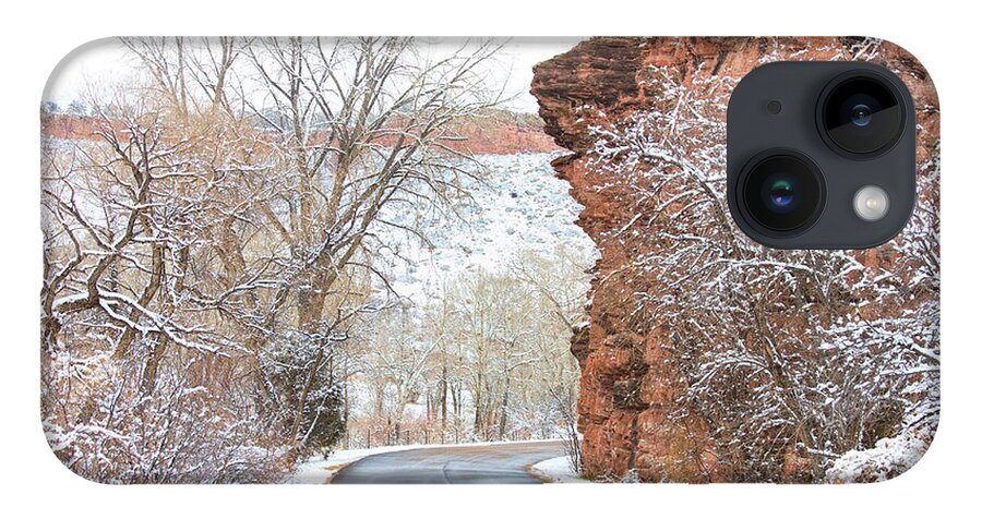 Red Rocks iPhone Case featuring the photograph Red Rocks Winter Landscape Drive by James BO Insogna