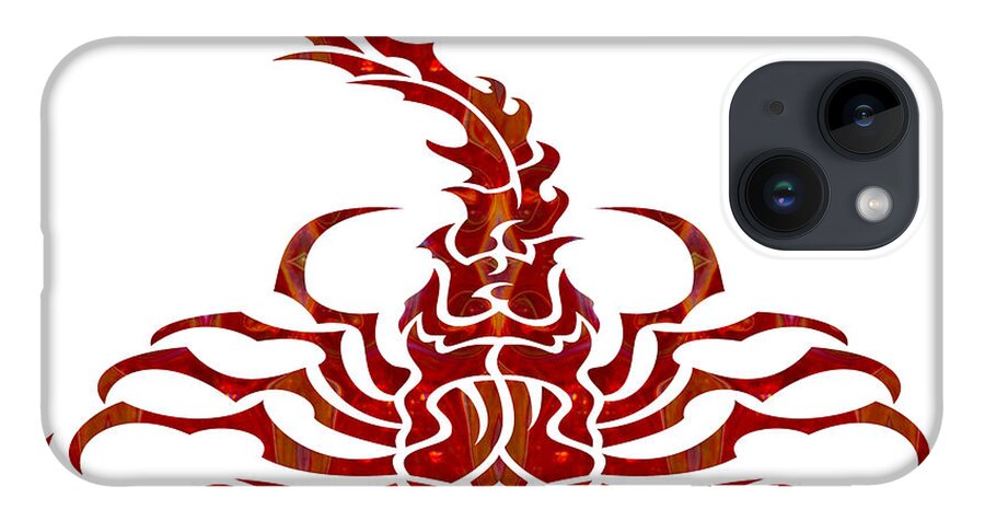 1x1 iPhone 14 Case featuring the digital art Red Scorpion Fantasy Designs Abstract Holiday Art by Omaste Witk by Omaste Witkowski
