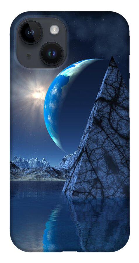 Surreal iPhone 14 Case featuring the digital art Reflections on an Empty Planet by Judi Suni Hall