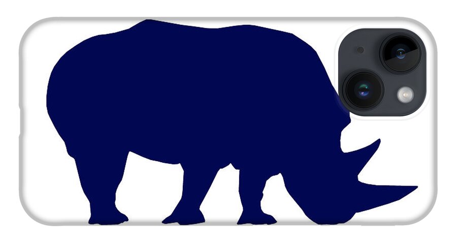 Graphic Art iPhone 14 Case featuring the photograph Rhino in Navy and White by Jackie Farnsworth