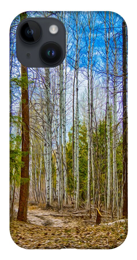 North Cascades iPhone 14 Case featuring the painting River Run Trail at Arrowleaf by Omaste Witkowski