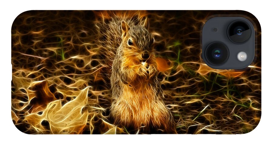 Digital Art iPhone Case featuring the digital art Robbie the Squirrel -1554 F by James Ahn