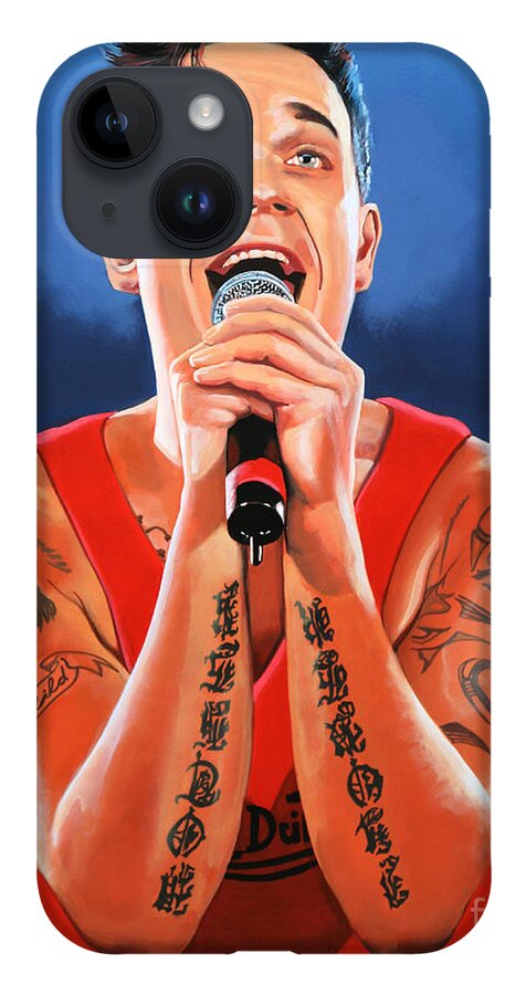 Robbie Williams iPhone Case featuring the painting Robbie Williams Painting by Paul Meijering