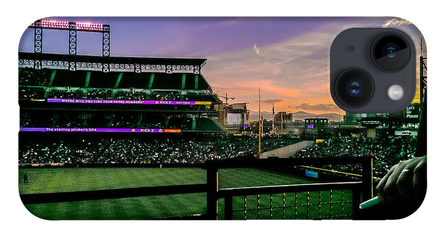 Baseball iPhone 14 Case featuring the photograph Rockies game at sunset by Stacy Abbott