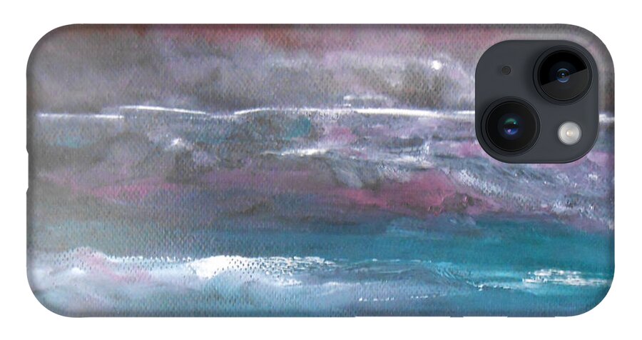 Seascape iPhone 14 Case featuring the painting Romancing The Moon by Jane See