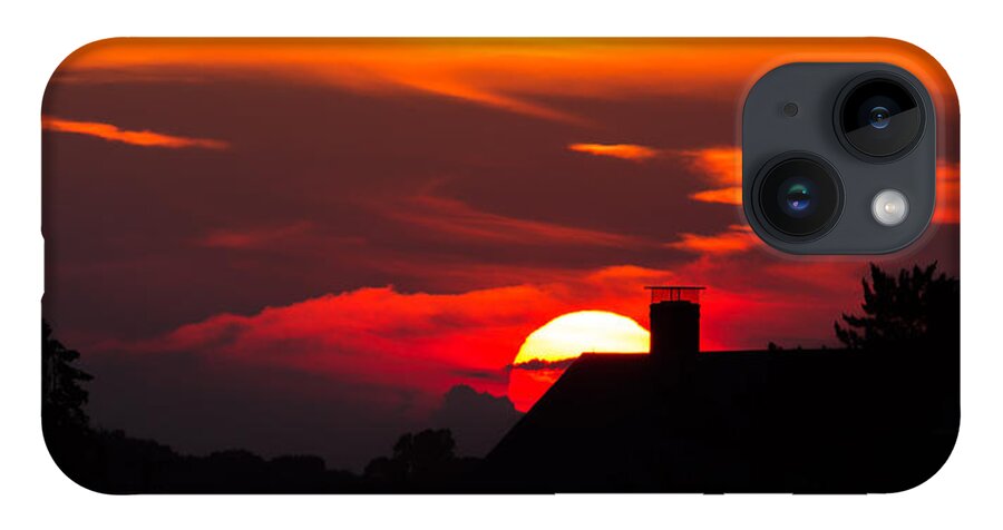 Rooftop iPhone 14 Case featuring the photograph Rooftop Sunset Silhouette by Kirkodd Photography Of New England
