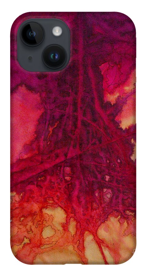Silk Painting iPhone 14 Case featuring the painting Roots of Passon by Francine Dufour Jones