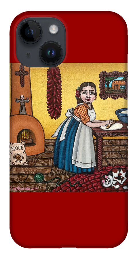 Cook iPhone 14 Case featuring the painting Rosas Kitchen by Victoria De Almeida