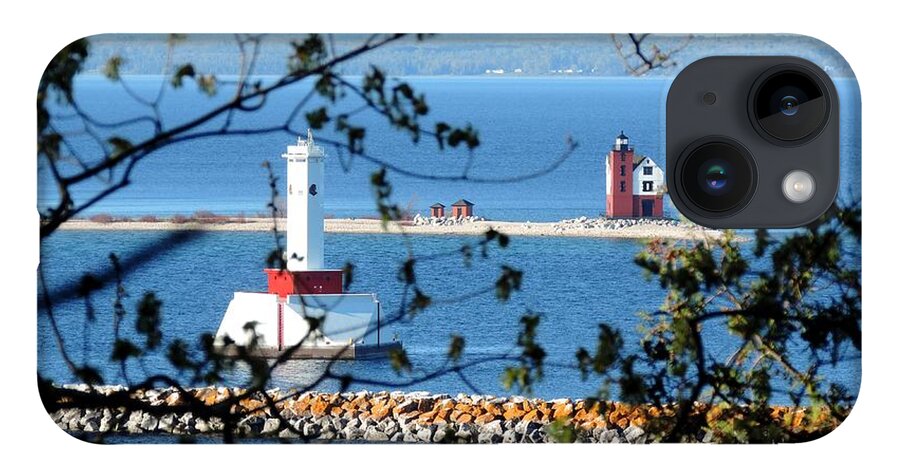 Lighthouses iPhone Case featuring the photograph Round Island Lighthouse and Round Island Passage Light by Keith Stokes
