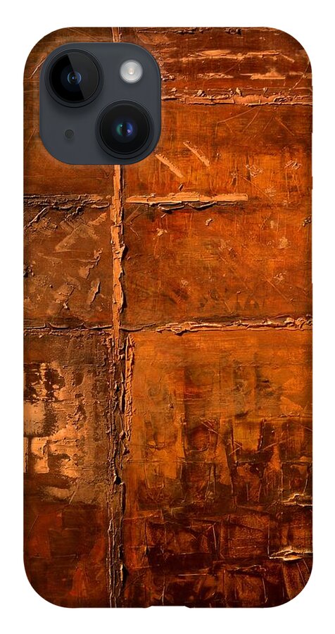 Rugged Cross iPhone 14 Case featuring the painting Rugged Cross by Linda Bailey