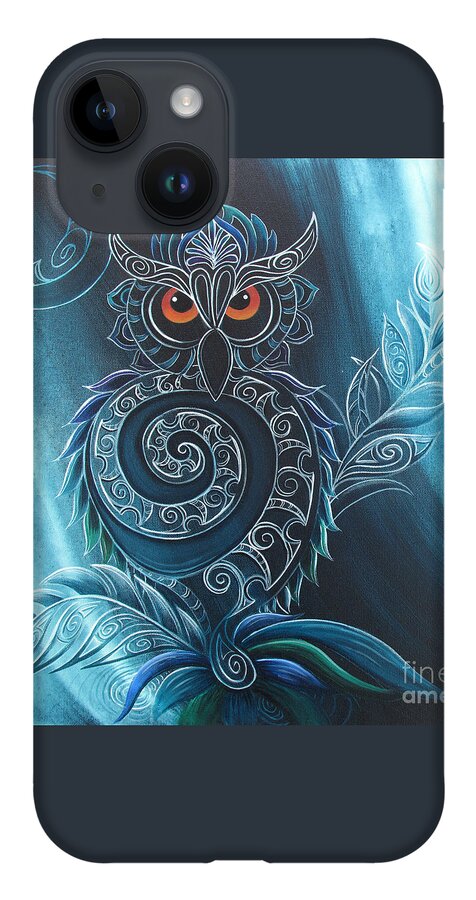 Owl iPhone 14 Case featuring the painting Ruru by Reina Cottier