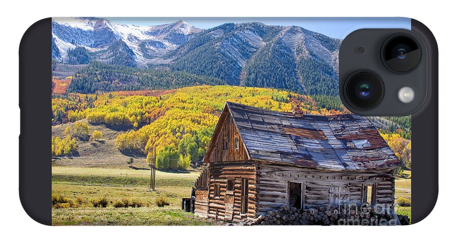 Aspens iPhone Case featuring the photograph Rustic Rural Colorado Cabin Autumn Landscape by James BO Insogna
