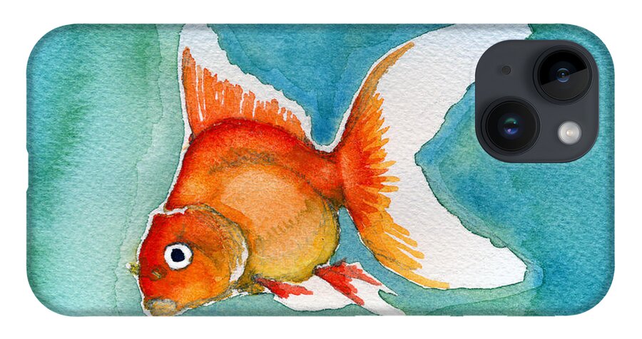 Ryukin Goldfish iPhone 14 Case featuring the painting Ryukin Goldfish by Katherine Miller